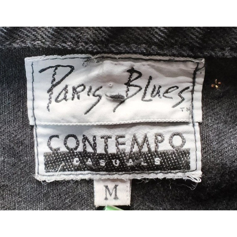 Paris Blues Denim Jacket Women Medium Black Vintage Cropped Studded - Picture 3 of 14